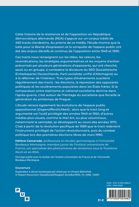 Le tract en RDA 1949-1990. Instrument de résistance, d\'opposition et de conquête de l\'espace public
