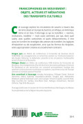 Francophonies en mouvement : objets, acteurs et médiations des transferts culturels