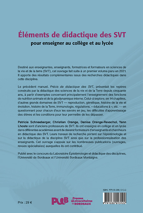 Éléments de didactique des SVT pour enseigner au collège et au lycée